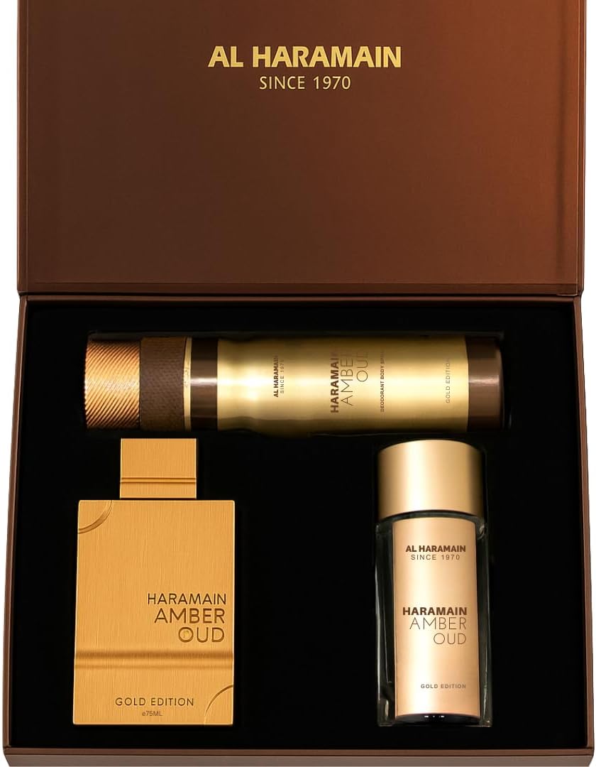 Al Haramain Amber Oud Gold Edition Gift Set 75ml + 30ml + 200ml AHP1972