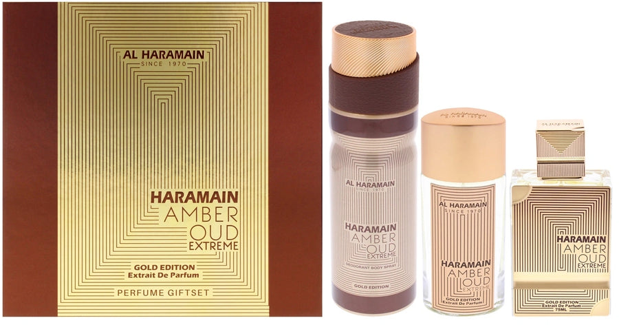 Al Haramain Amber Oud ExtremeGold Edition Gift Set 75ml + 30ml + 200ml AHP1976
